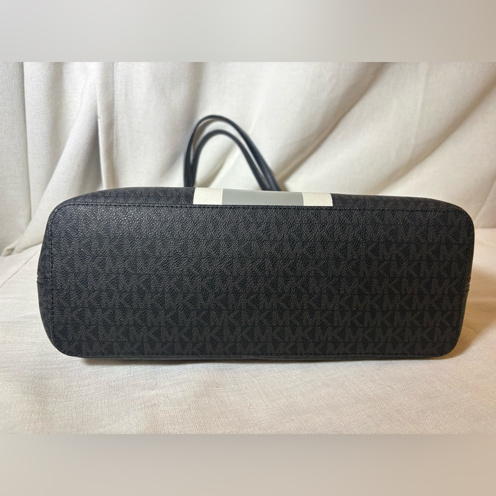 Michael Kors Eva Large Logo Stripe Tote Black MK Signature Work Laptop Bag NWOT - Picture 10 of 16